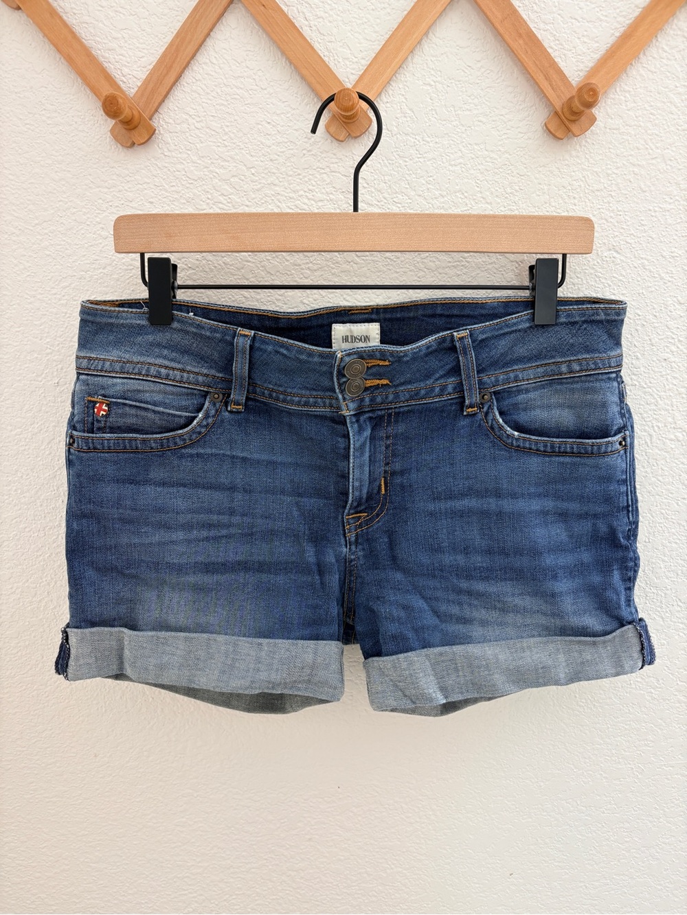 Hudson Jeans Croxley Mid-Rise Blue Denim Shorts